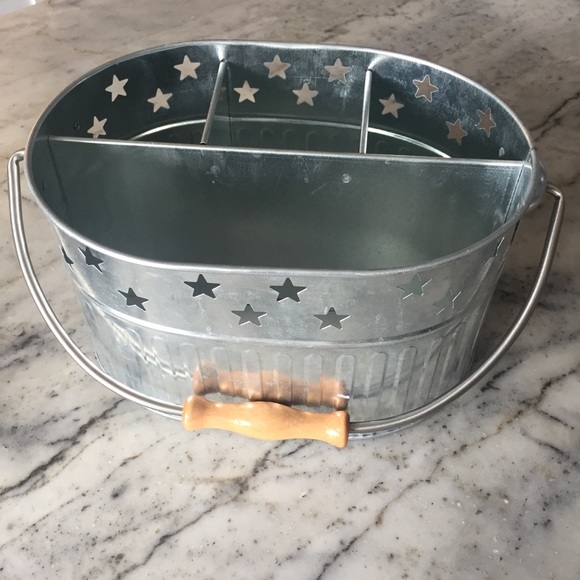 Galvanized silver flatware silverware caddy